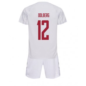 Dania Kasper Dolberg #12 Koszulka Wyjazdowych Dziecięca MŚ 2022 Krótki Rękaw (+ Krótkie spodenki)